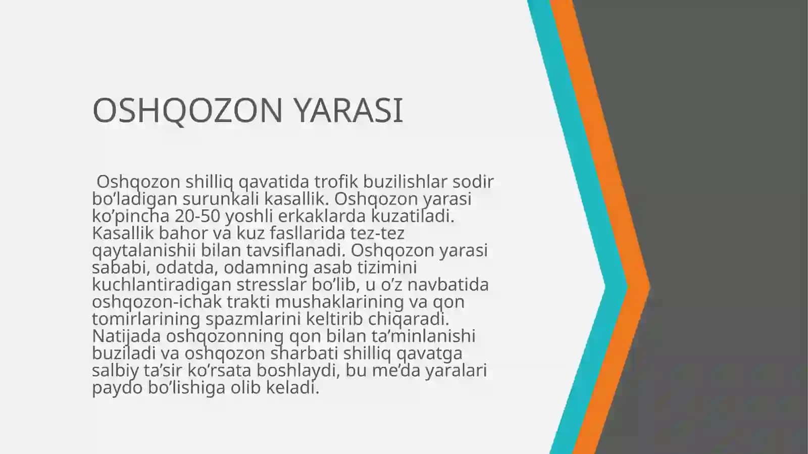 Oshqozonning yara kasalligi etiopatogenezi 3