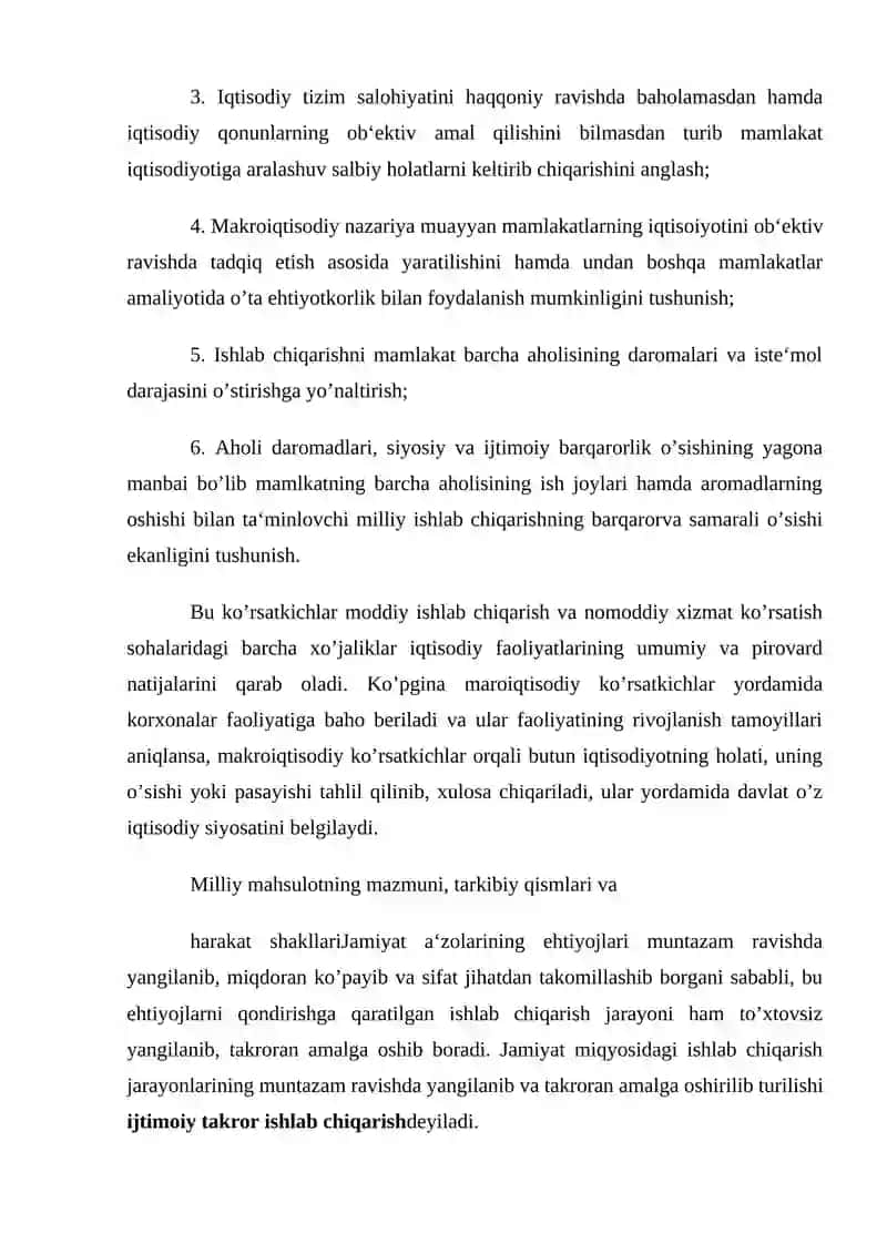 Milliy iqtisodiyotning qaror topishi va uning makroiqtisodiy ko’rsatkichlari 3