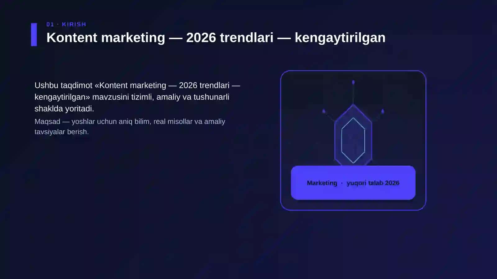 Kontent marketing — 2026 trendlari — kengaytirilgan 3