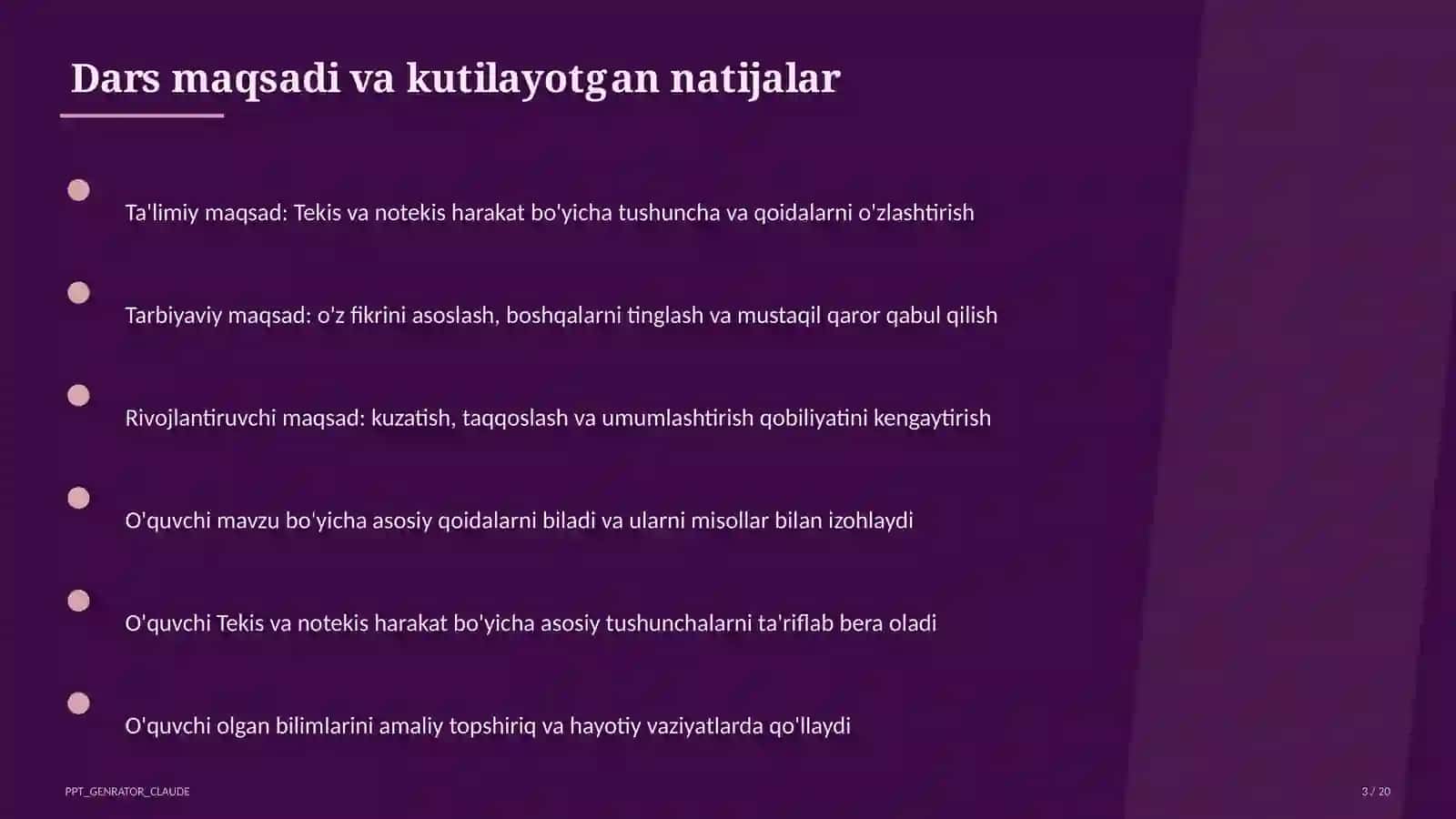 Tekis va notekis harakat (7-sinf) Fizika (6– 11) — o'qituvchilar uchun 3