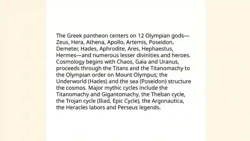 Greek mythology. Homeric epos. General characteristics of ancient Greek drama. Dramatic genres. Aeschylus, Sophocles, Euripides' dramaturgy. 3