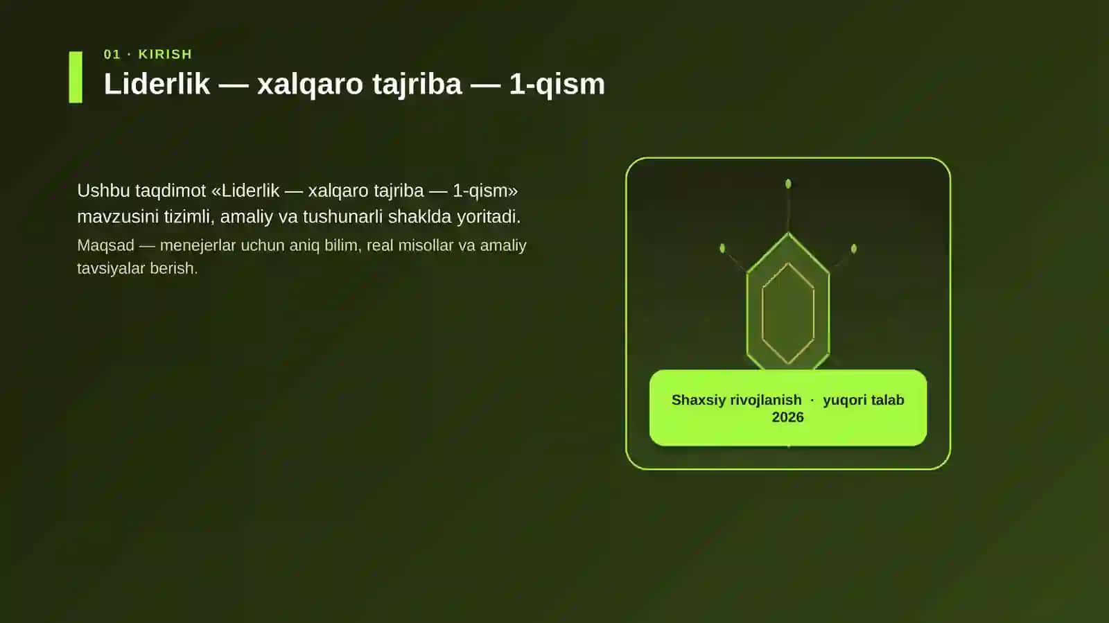 Liderlik — xalqaro tajriba — 1-qism 3