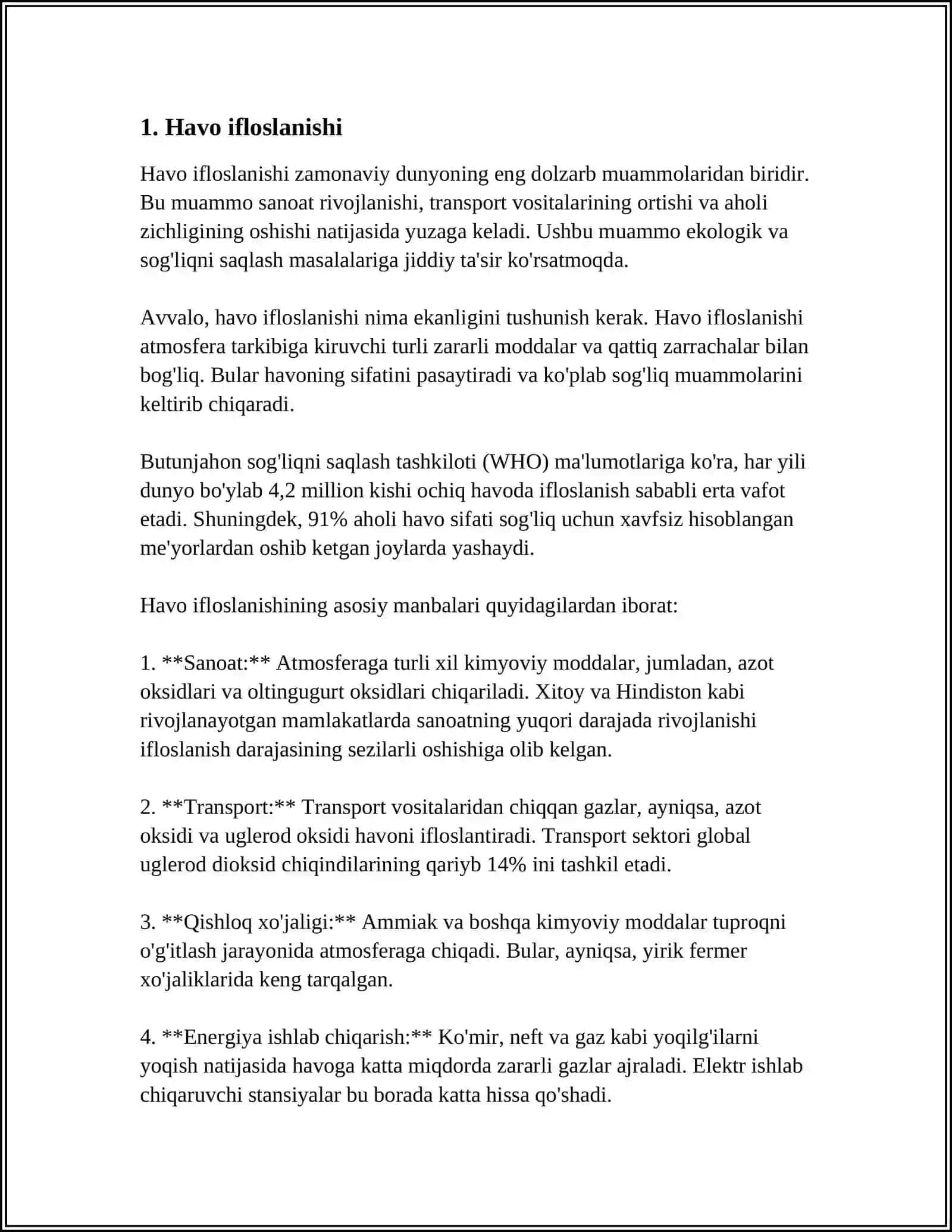 MUSTAQIL ISH Mavzu: ATROF MUHITNING TABIIY MANBALARINING IFLOSLANISHI 3