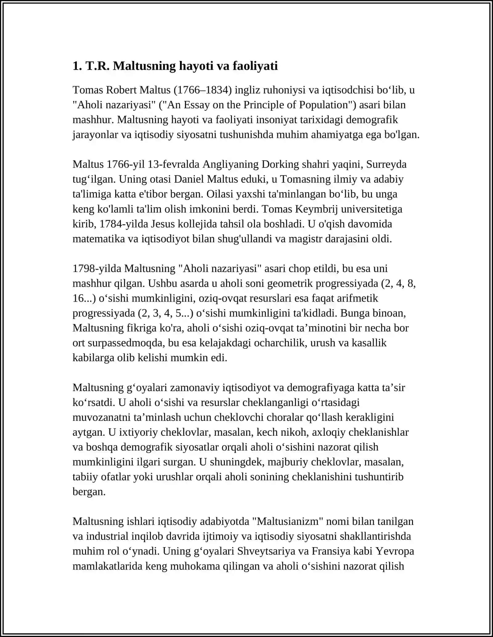 T.R.MALTUS "NUFUS QONUNI"NING MATEMATIK IFODASI 3