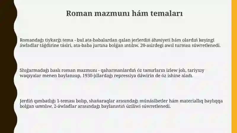 Atamnan qalģan atızlar romanı 3