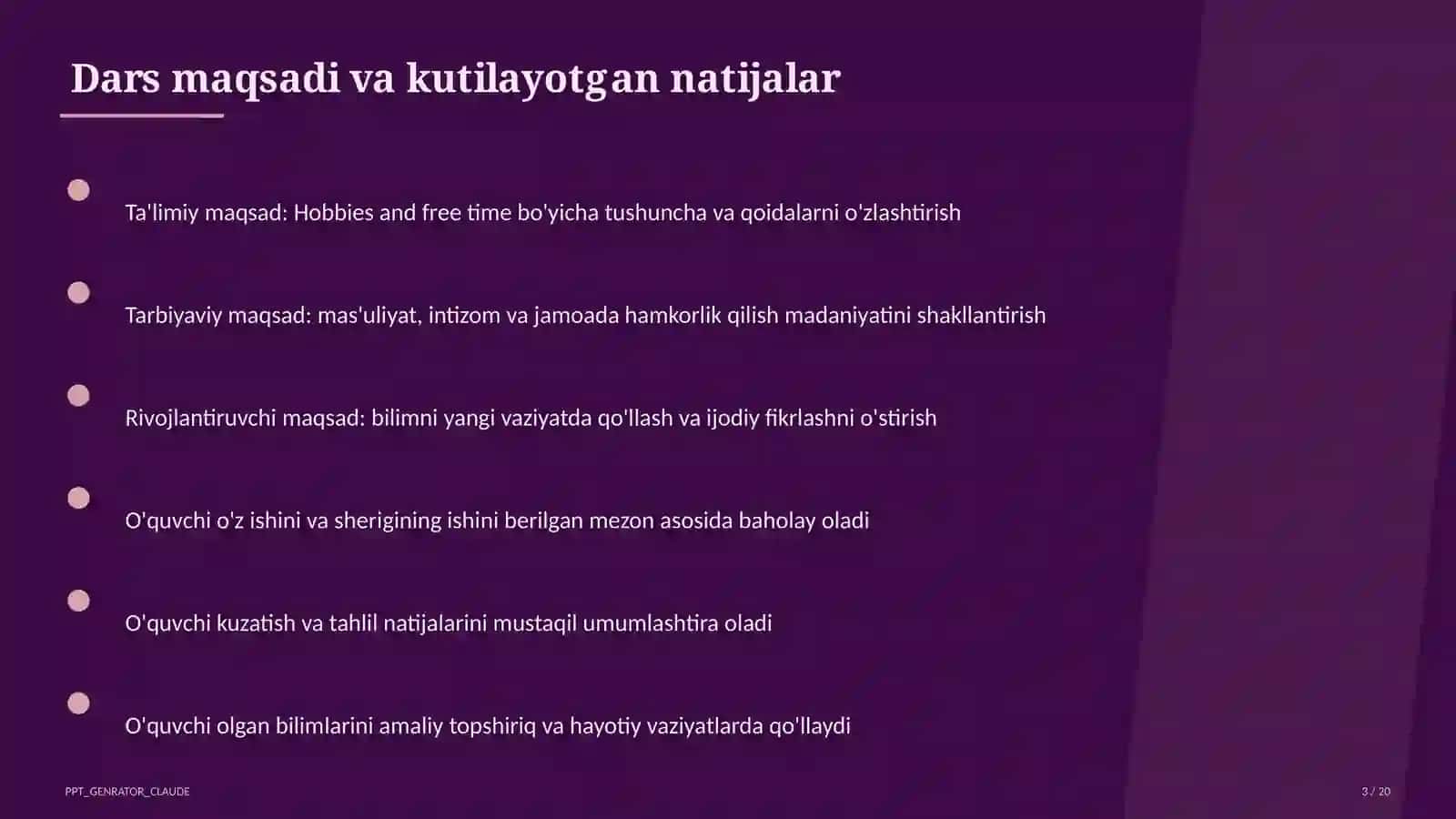 Hobbies and free time (5-sinf) Ingliz tili (1–11) — takrorlash darsi uchun 3