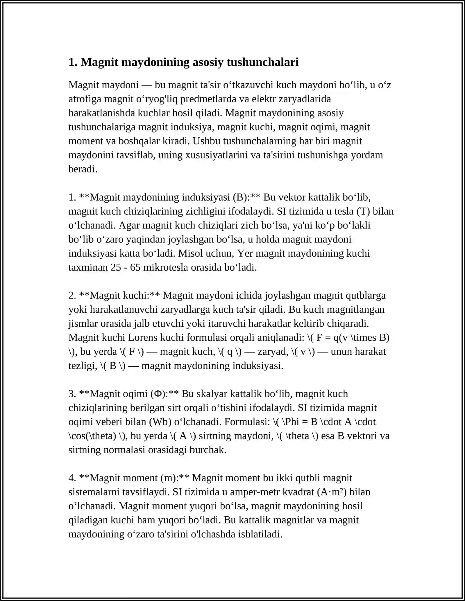 MAGNIT MAYDON. HARAKATLANAYOTGAN ZARYAD MAYDONI 3