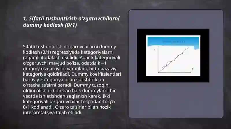 Sifatli tushuntirish o'zgaruvchilari regressiya modellari 3