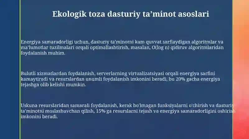Ekologik toza dasturiy ta'minotning rivojlanishi 3