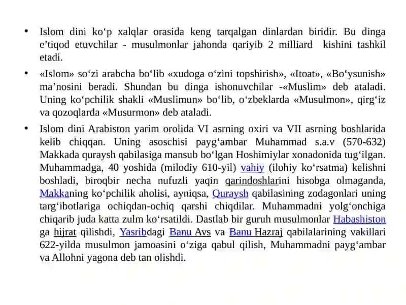 ISLOMDINI TARIXI VA MOHIYATI 3