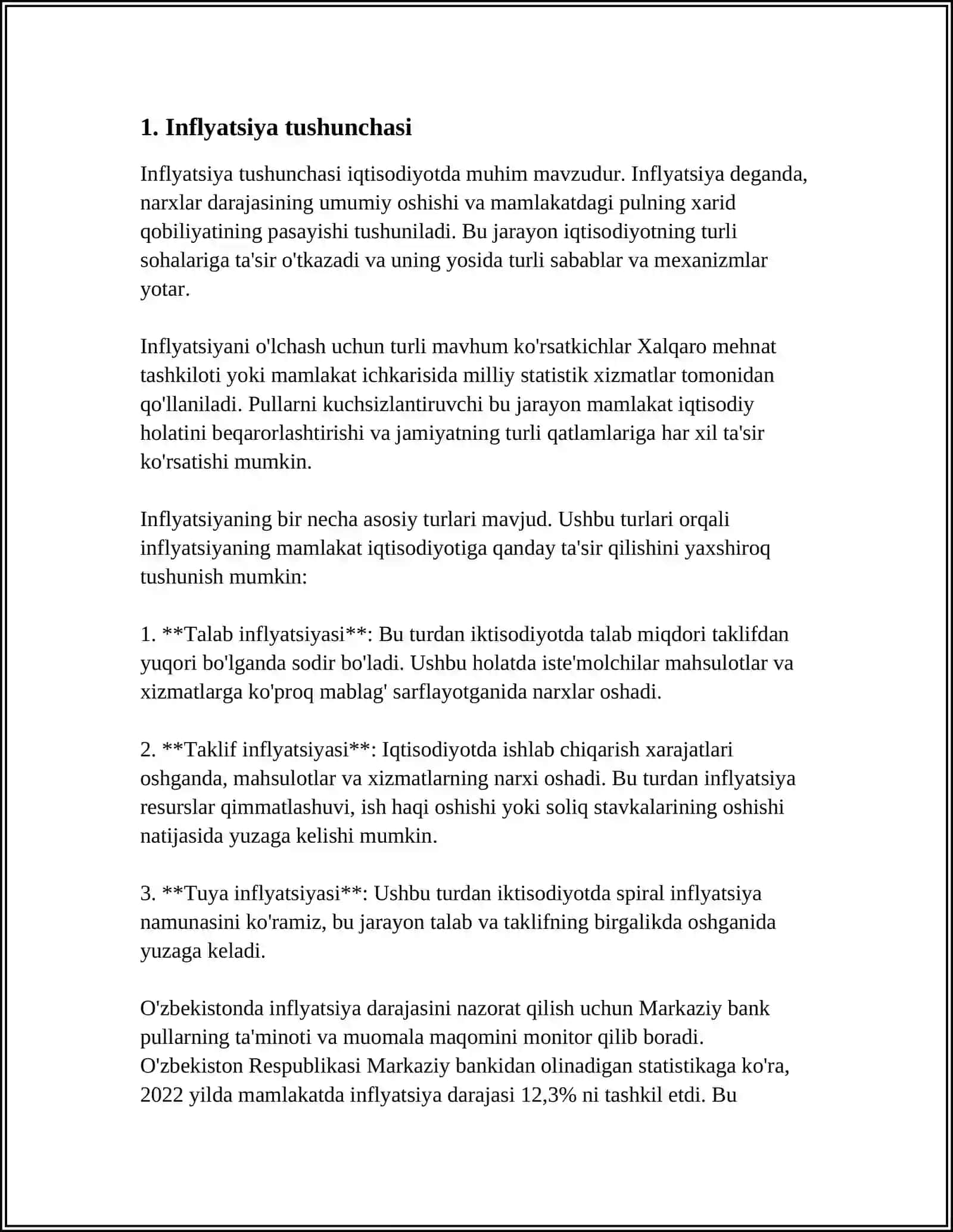INFLYATSIYA, UNING IQTISODIY VA IJTIMOIY OQIBATLARI 3