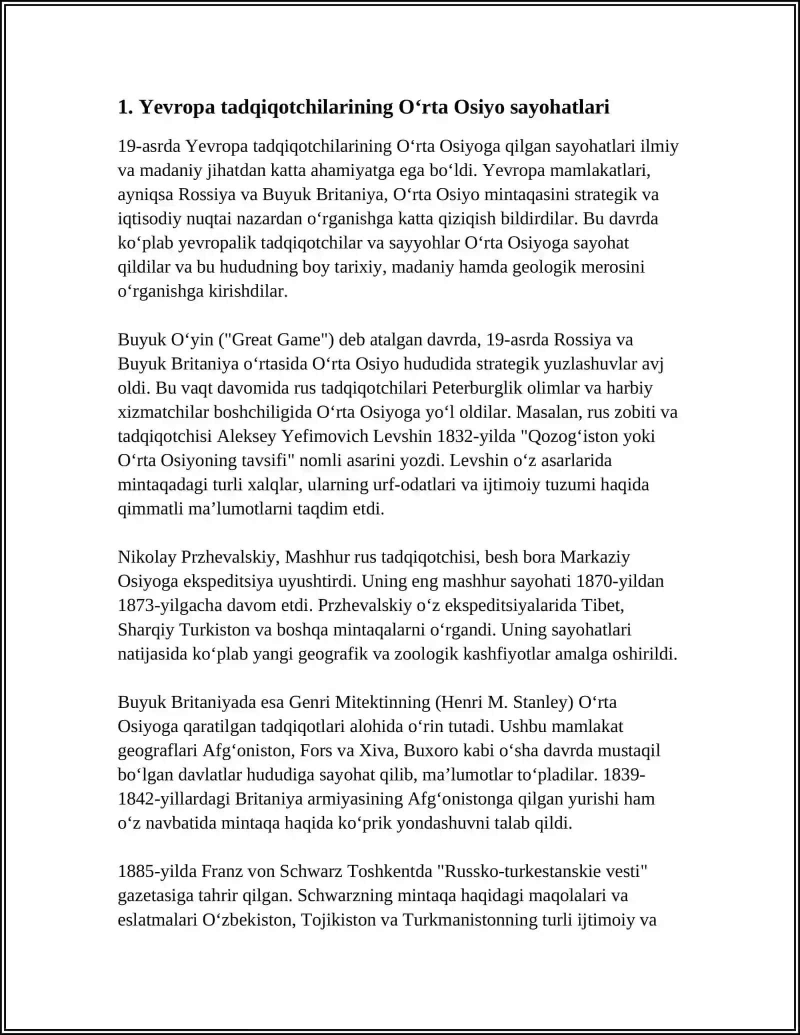 YEVROPA TADQIQOTCHILARI TOMONIDAN OʻLKAMIZNING OʻRGANILISHI 3
