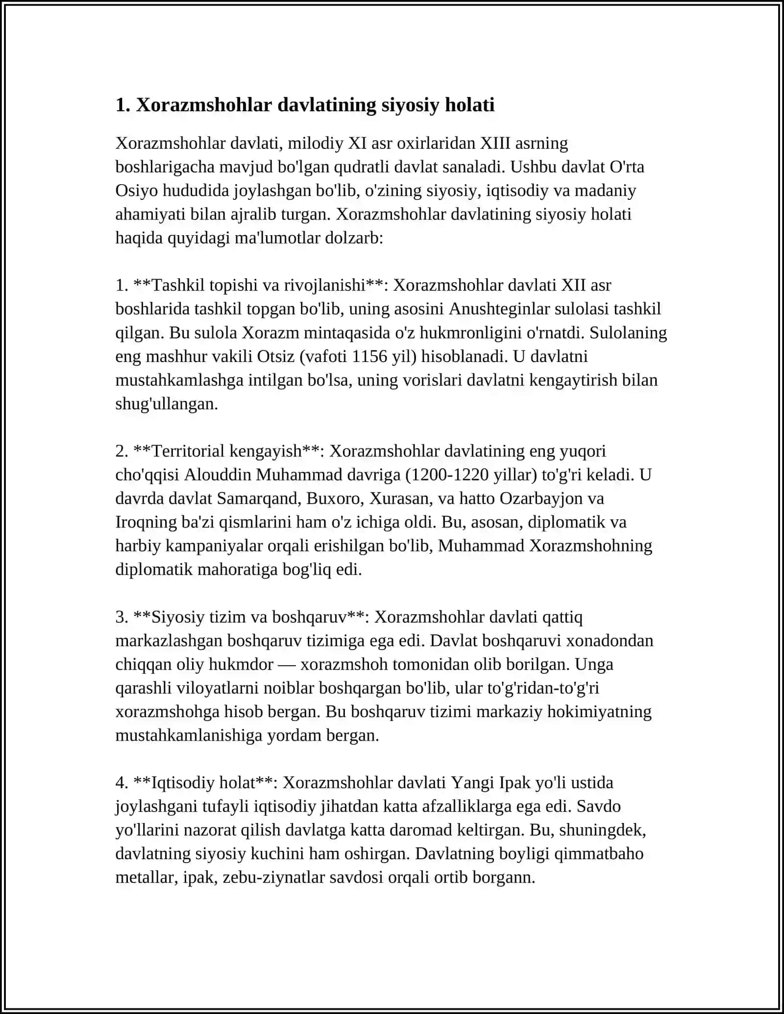 CHINGIZXON DAVLATI. MÒGULLAR HUJUMI ARAFASIDA XORAZIMSHOHLAR DAVLATIDAGI VAZIYAT 3
