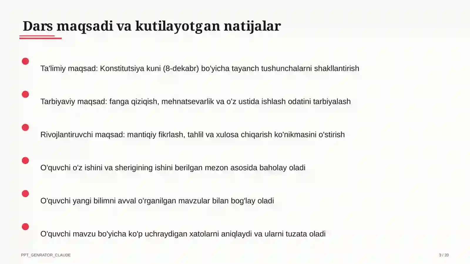 Sinf soati va tarbiyaviy tadbirlar (1–11) — o'qituvchilar uchun 3