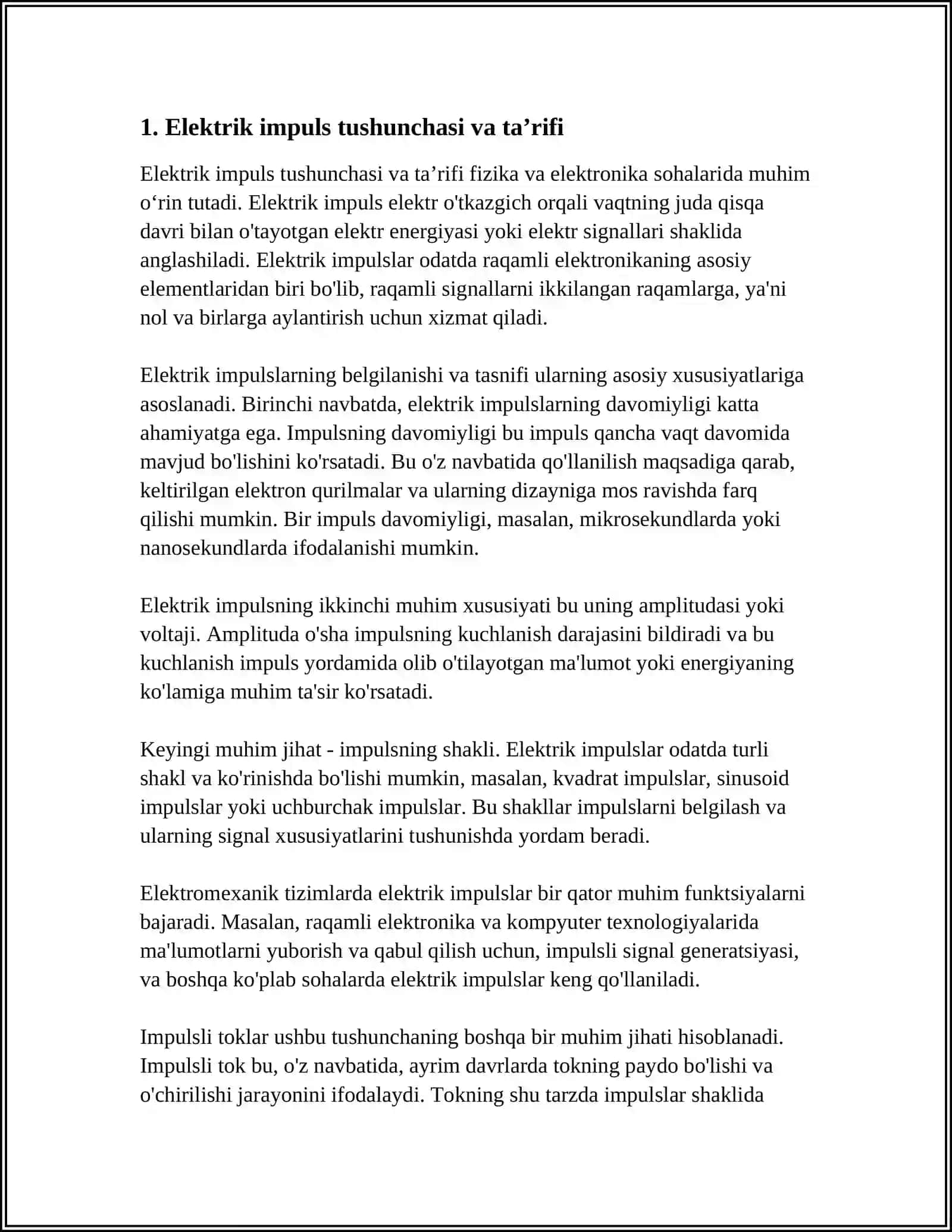 ELEKTRIK IMPULS. IMPULSLI TOK 3