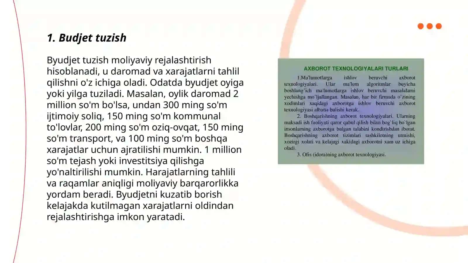 Budjet tuzish 3