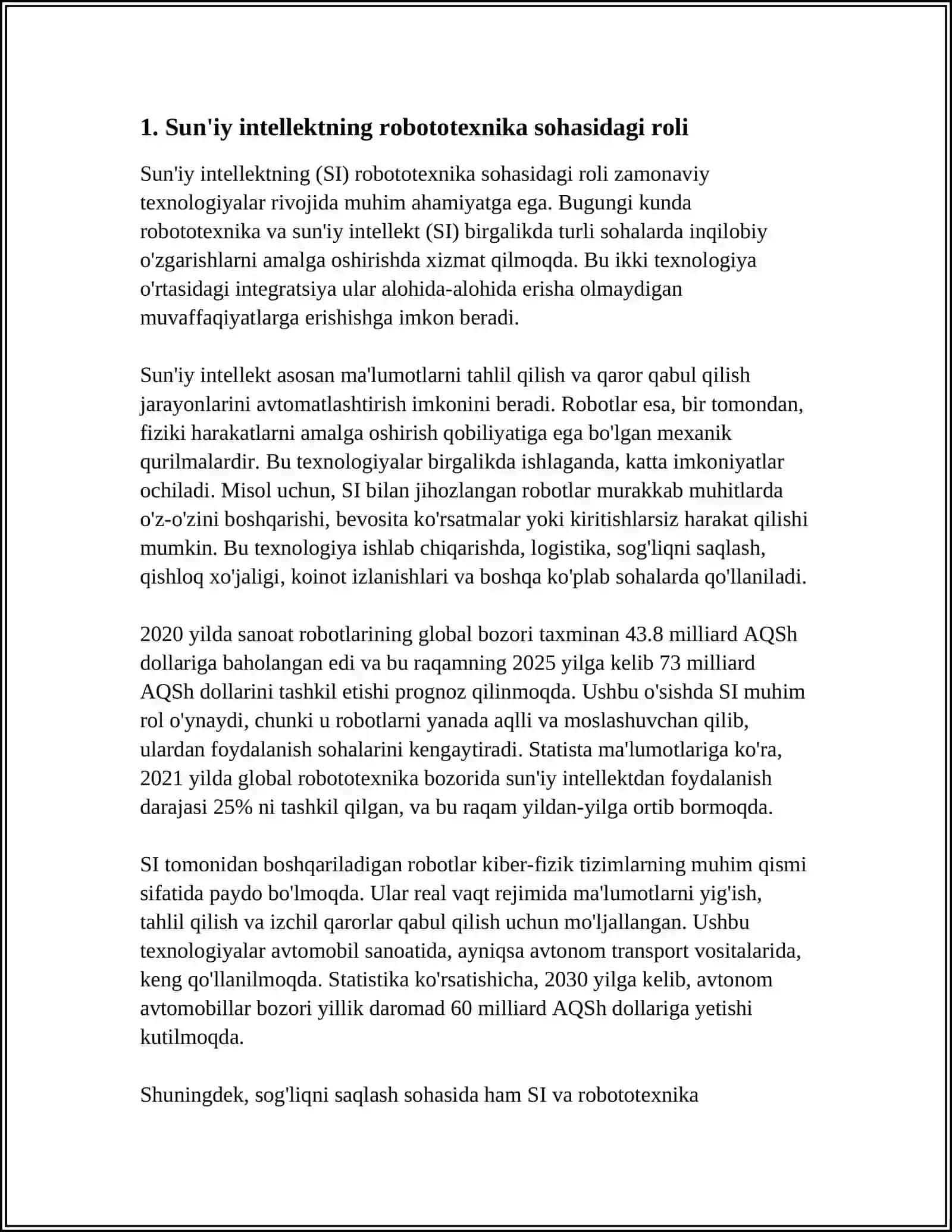INTELEKTUAL BOSHQARUV TIZIMLARINI ROBOTATEXNIKA YÓNALISHIDA QÓLLASH ISTIQBOLLARI 3