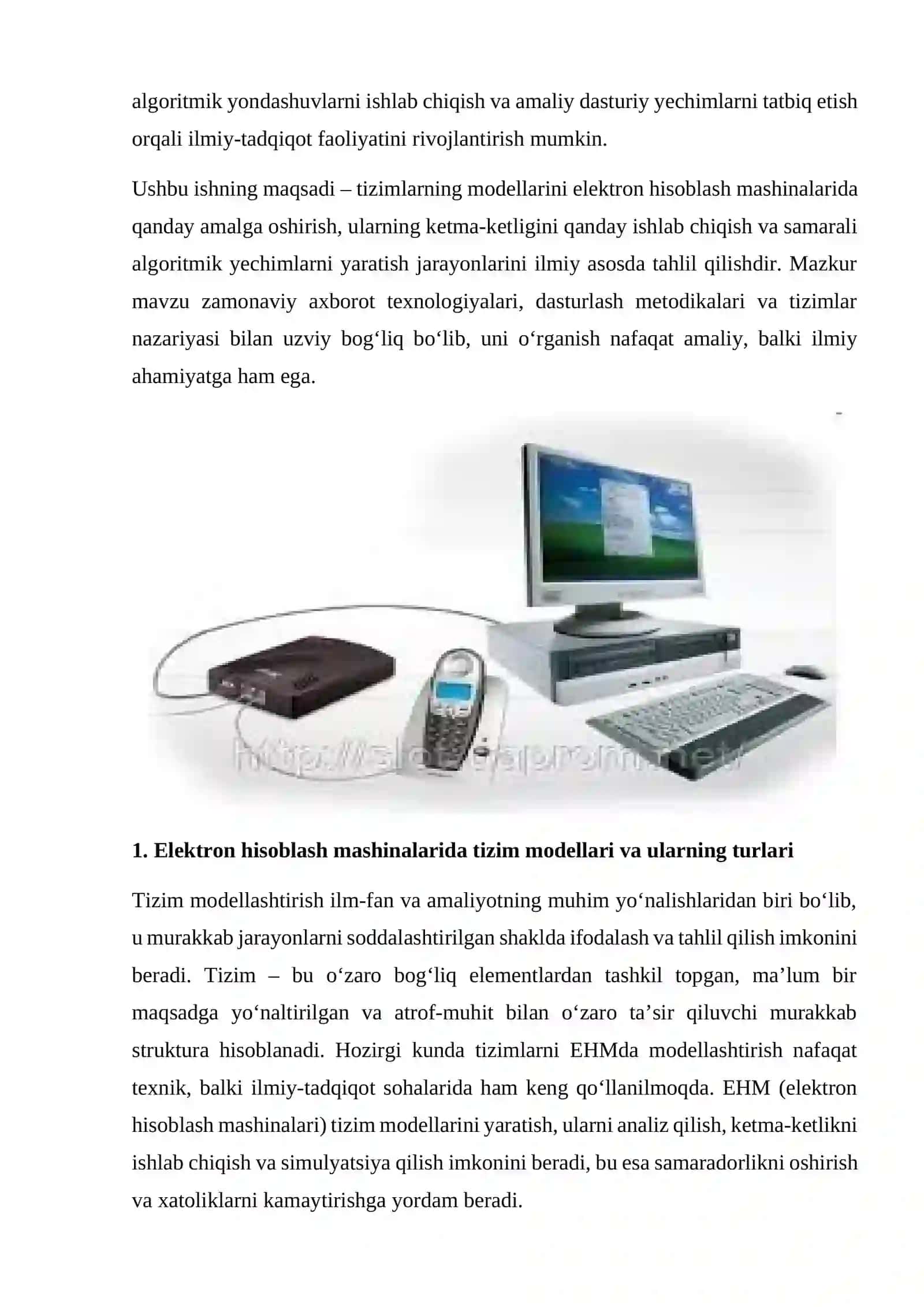Tizimlarning modellarini EHMda amalga oshirish va ularning ketme ketligini ishlab chiqish 3
