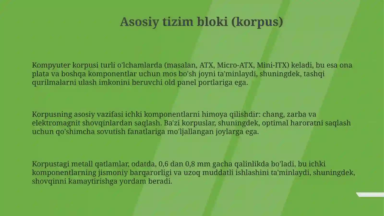 Shaxsiy kompyuterning bir qismi boʻlgan asosiy qurilmalar 3