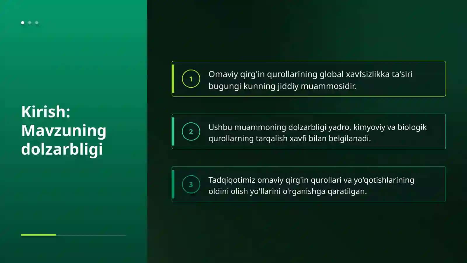 Omaviy qirg'in qurollari va yo'qotishlar 3