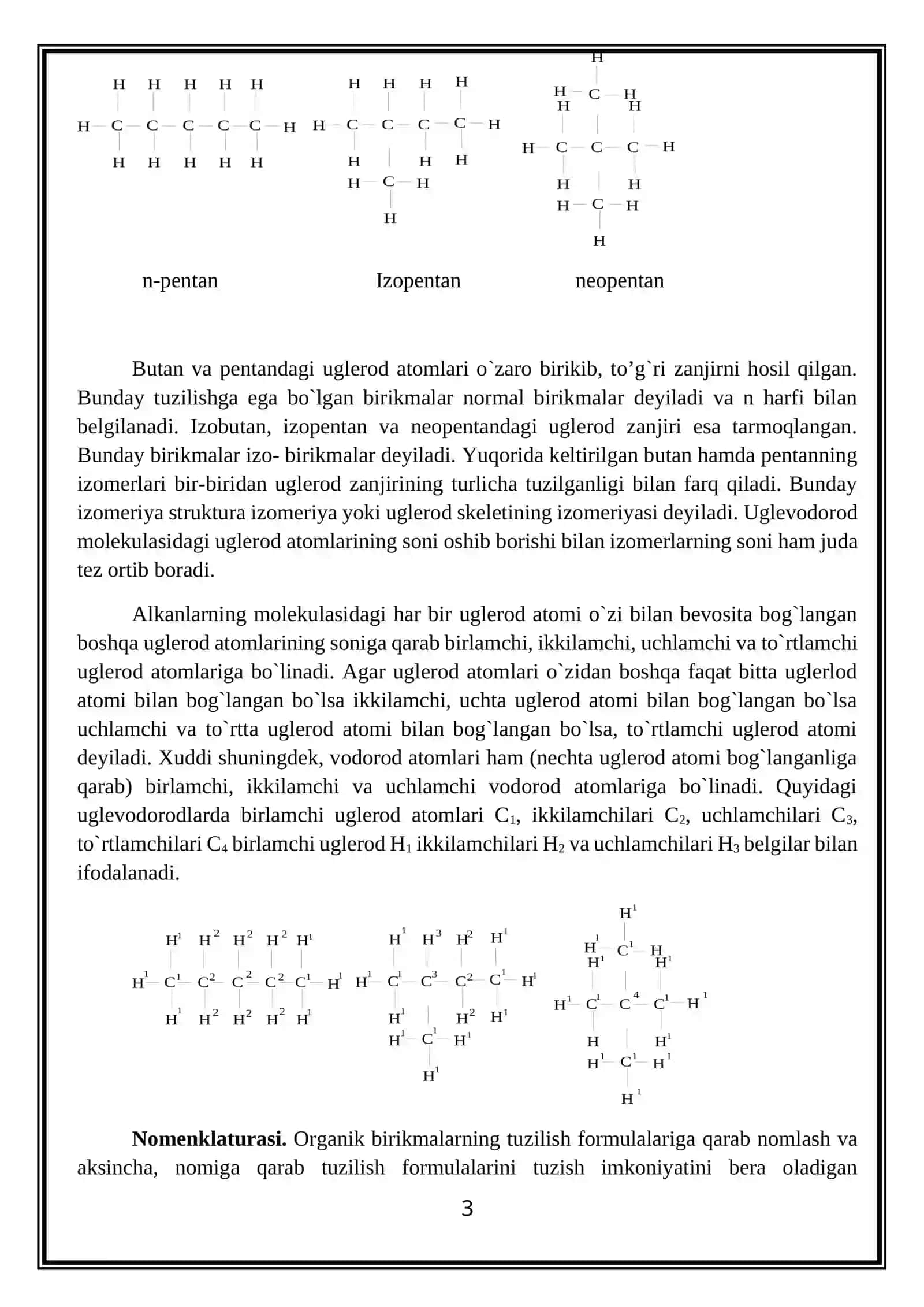 To`yingan uglevodorodlar. Alkanlar. Gomologik qatori. Nomlanishi. Tuzilishi. Izomeriyasi. Tabiiy manbalari. Olinishi. 3