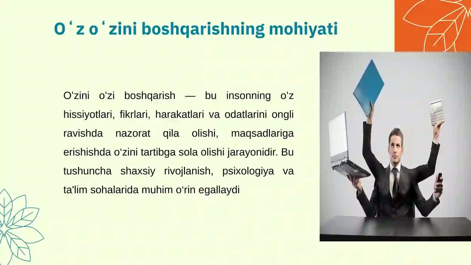 Oʻzini oʻzi boshqarish - faoliyat sifatida 3
