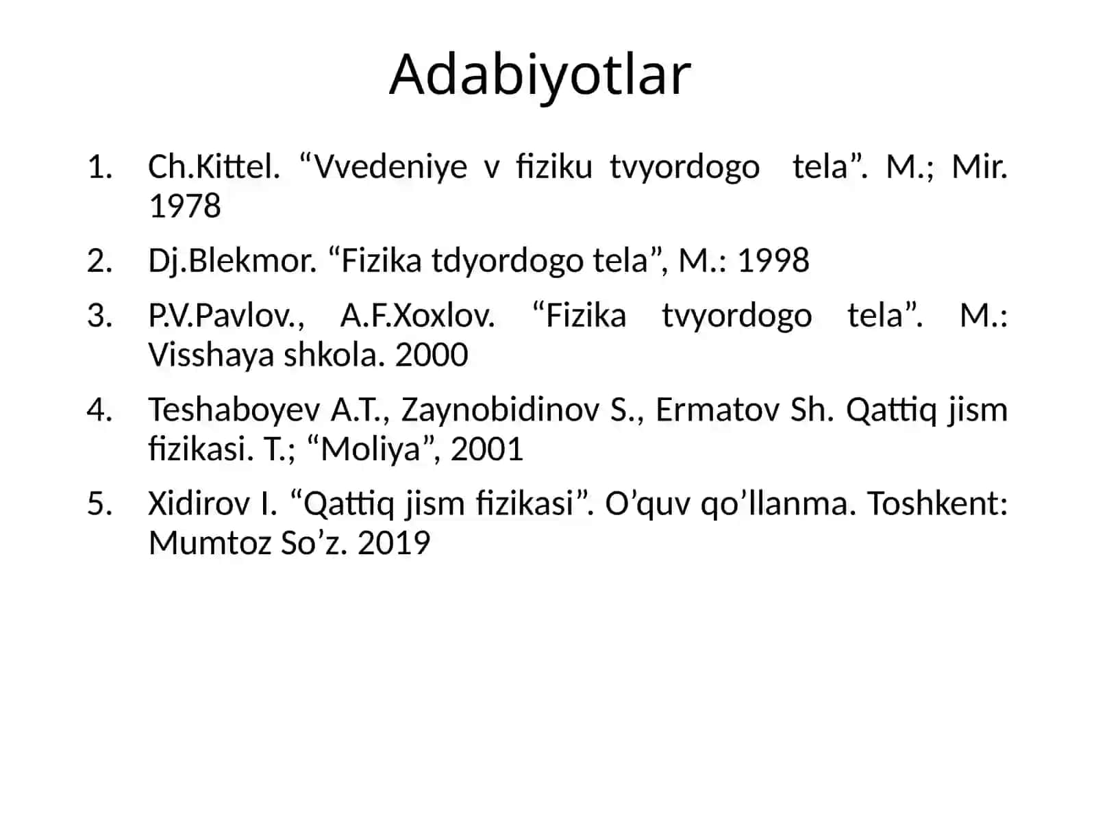 Yarimo’tkazgichlar va polimerlar fizikasi 3