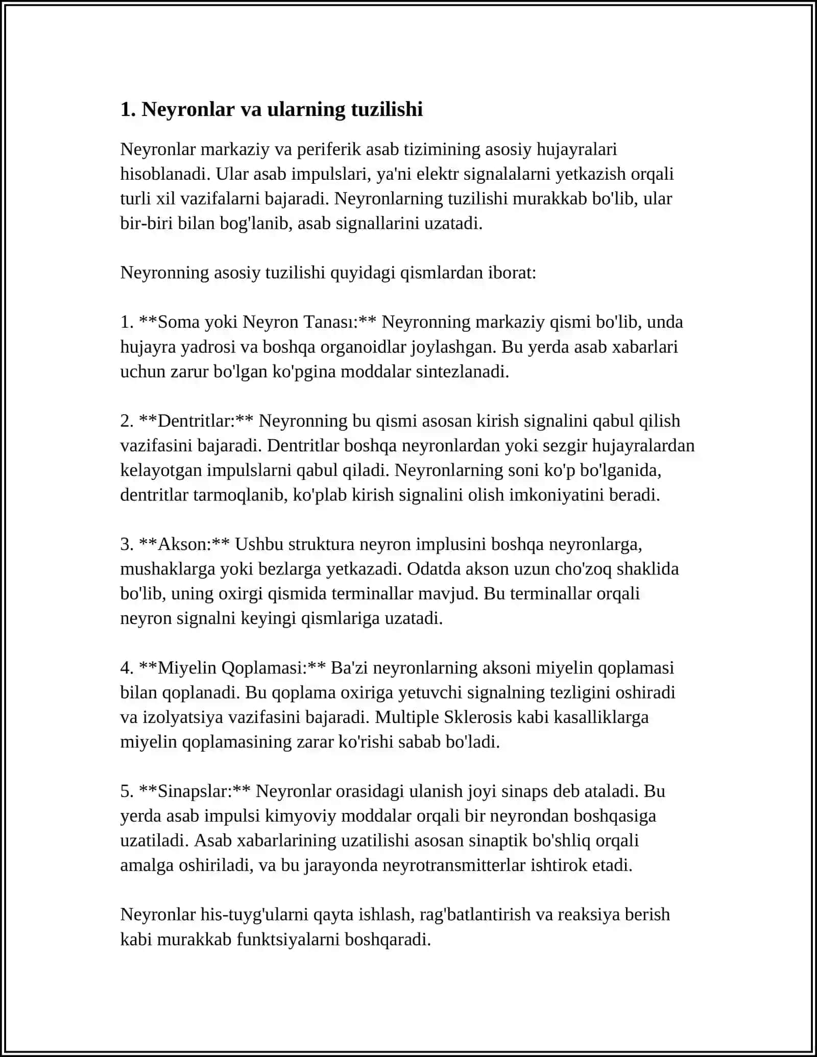 TA'M BILISH A'ZOSI. ORGANIZMNING NERV, IMMUN-ENDOKRIN BOSHQARILUVI 3