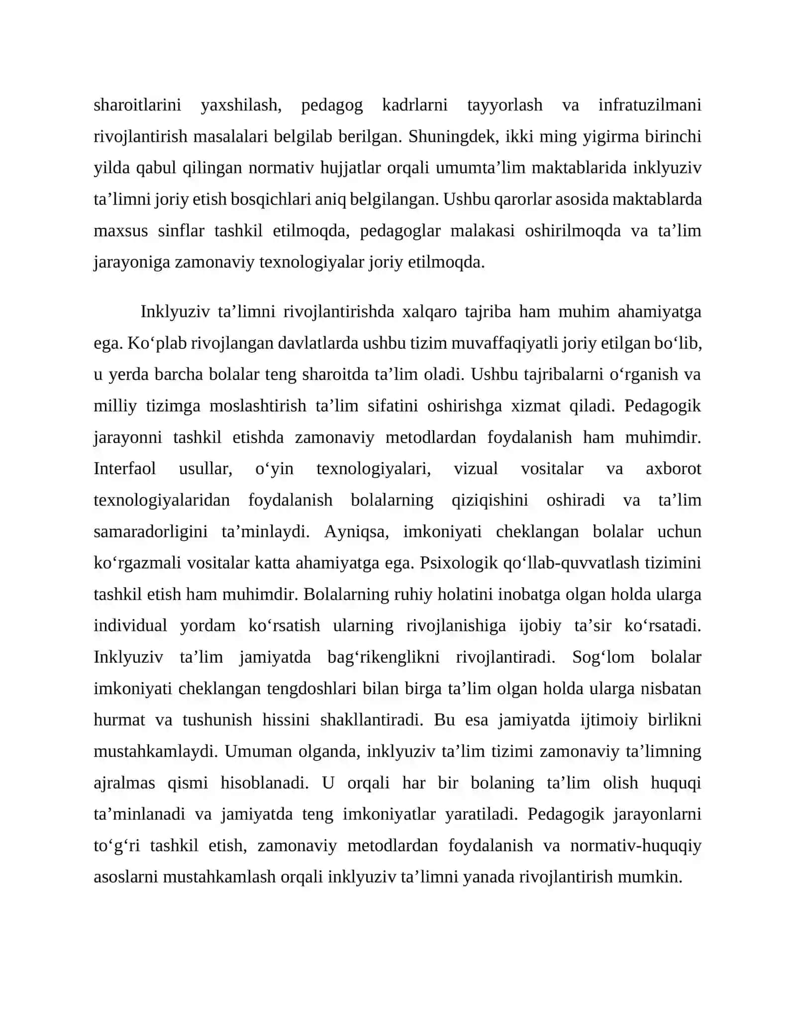 INKLYUZIV TA’LIM SINFALARI VA BOSHLANG‘ICH KORREKSION SINFALARDA IMKONIYATI CHEKLANGAN BOLALARNI O‘QITISH BO‘YICHA PEDAGOGIK JARAYONLARNI TASHKIL ETISH YO‘LLARI 3