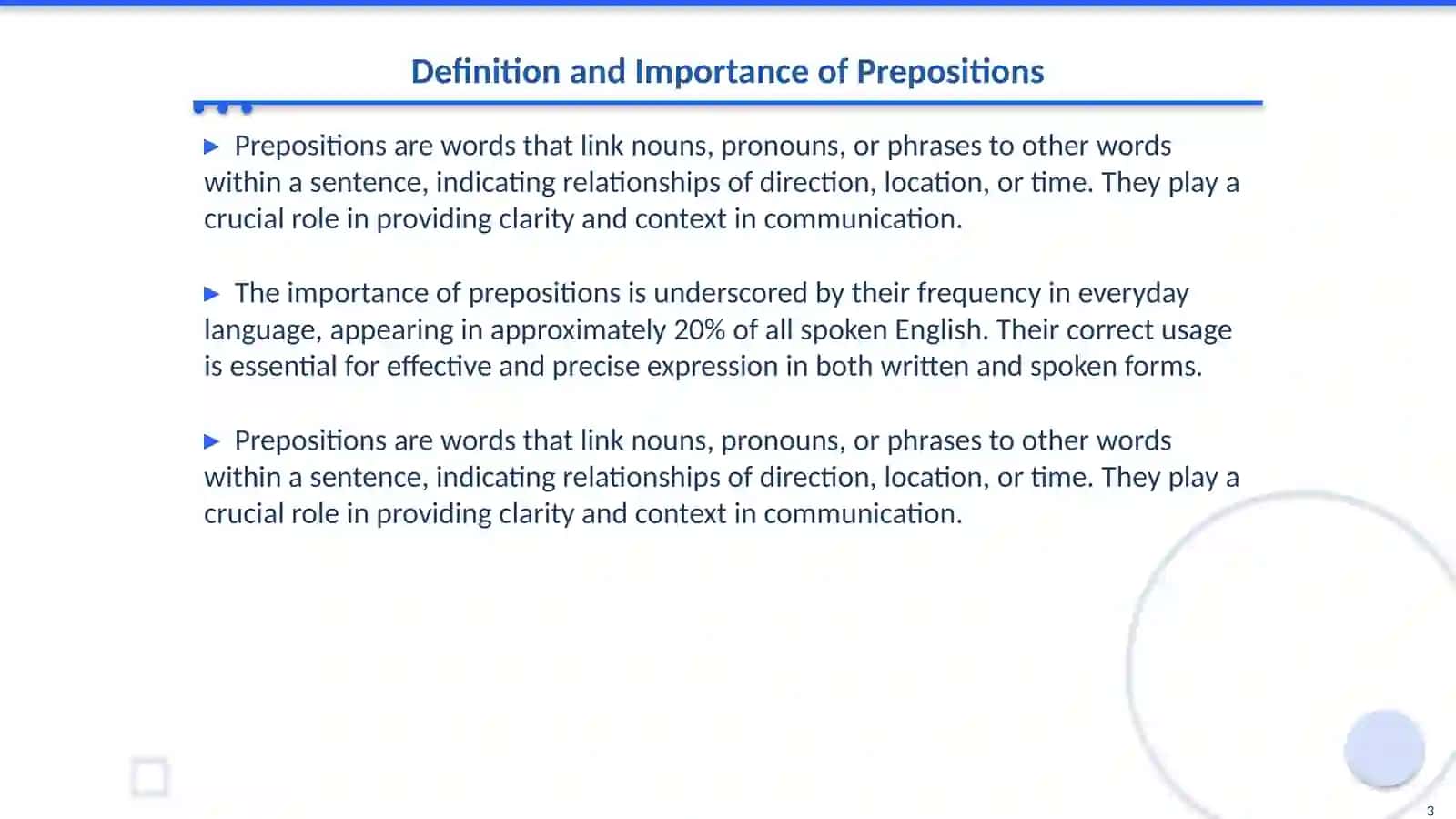 Prepositions of place and time 3