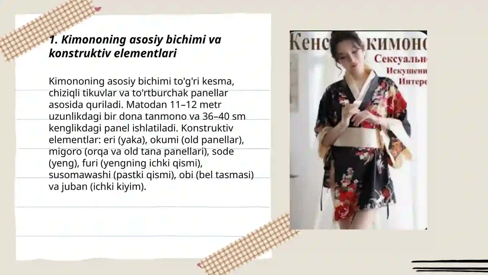 Yaponiya kostyumini bichimini o'rganish 3