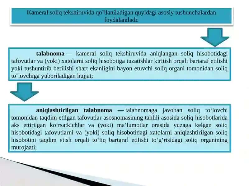 Kameral soliq tekshiruvi, uni tashkil qilish va o‘tkazish mexanizmi 3
