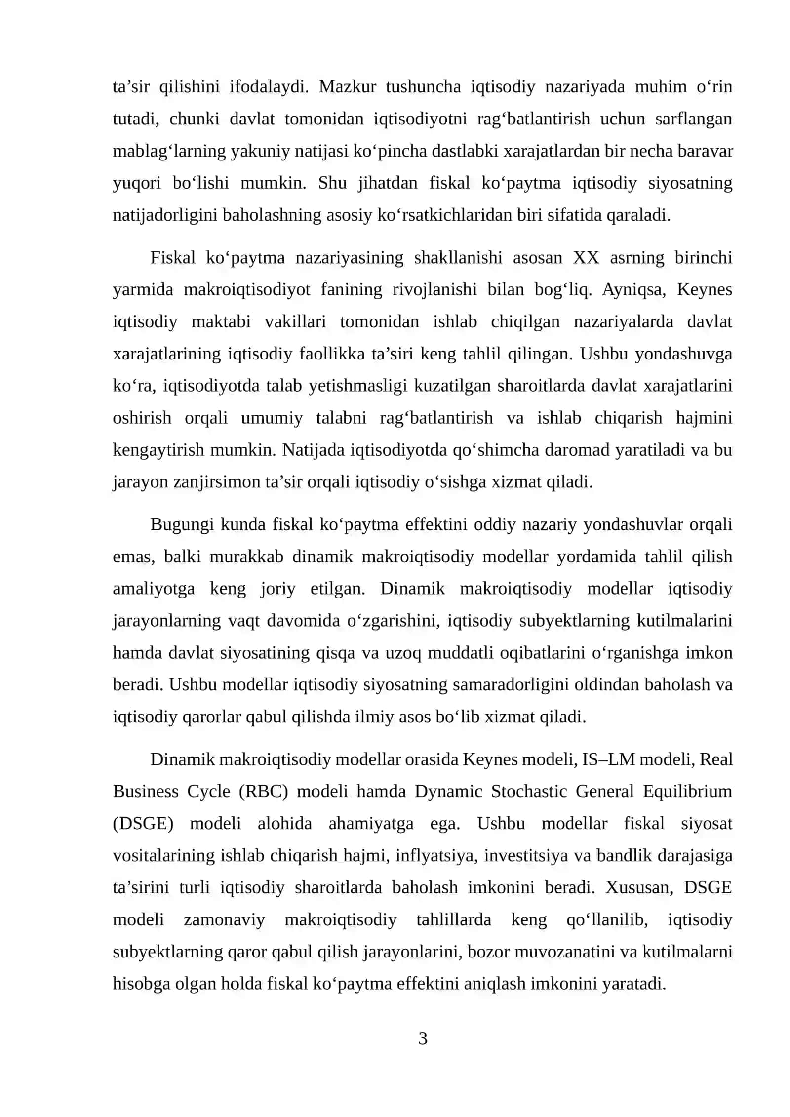 FISKAL KO‘PAYTMA EFFEKTI DINAMIK MAKROIQTISODIY MODELLARDA 3