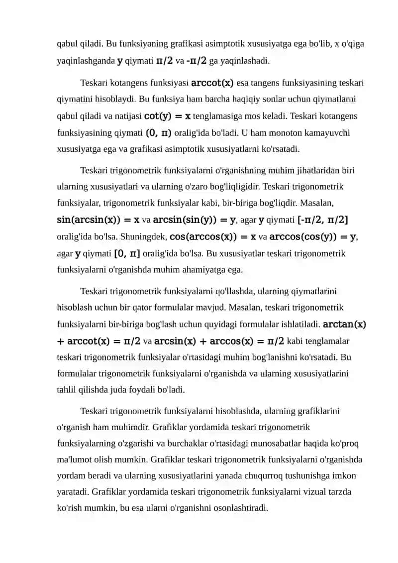 Teskari trigonometrik tenglamalar 3