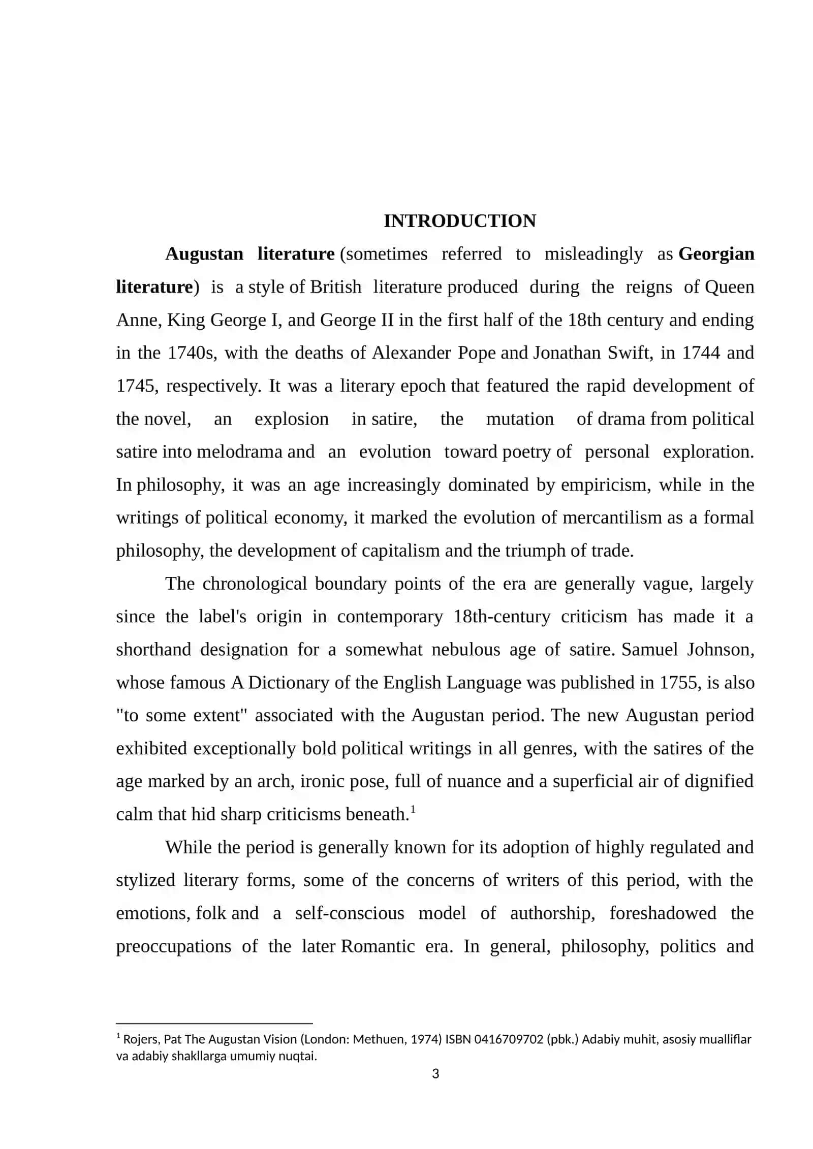 Augustian Age Literature Course Paper 3