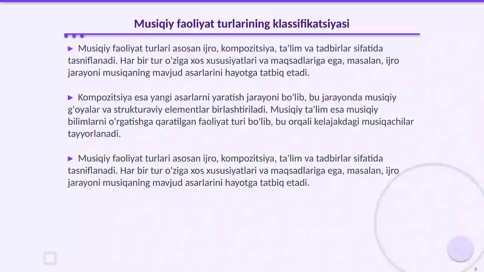 Musiqiy faoliyat turlari va ularning oʻzaro bogʻliqligi 3