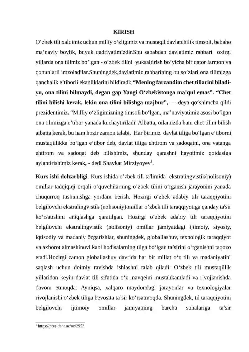 Hozirgi O‘zbek Adabiy Tili Taraqqiyotini Belgilovchi Ekstralingvistik (Nolisoniy) Omillar 3