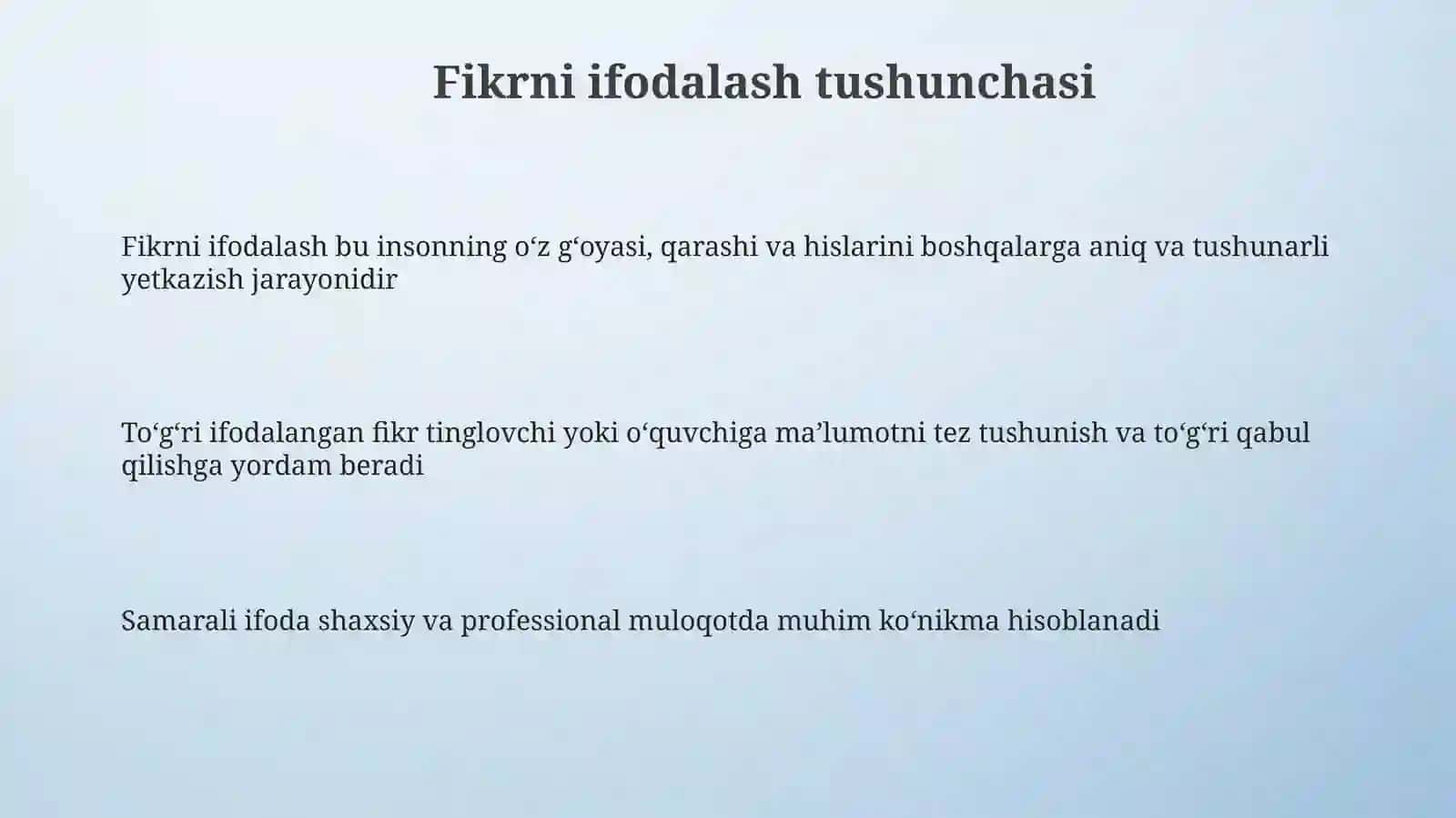 Fikrlarni tushunarli va samarali ifodalash mashg‘ulotlari 3