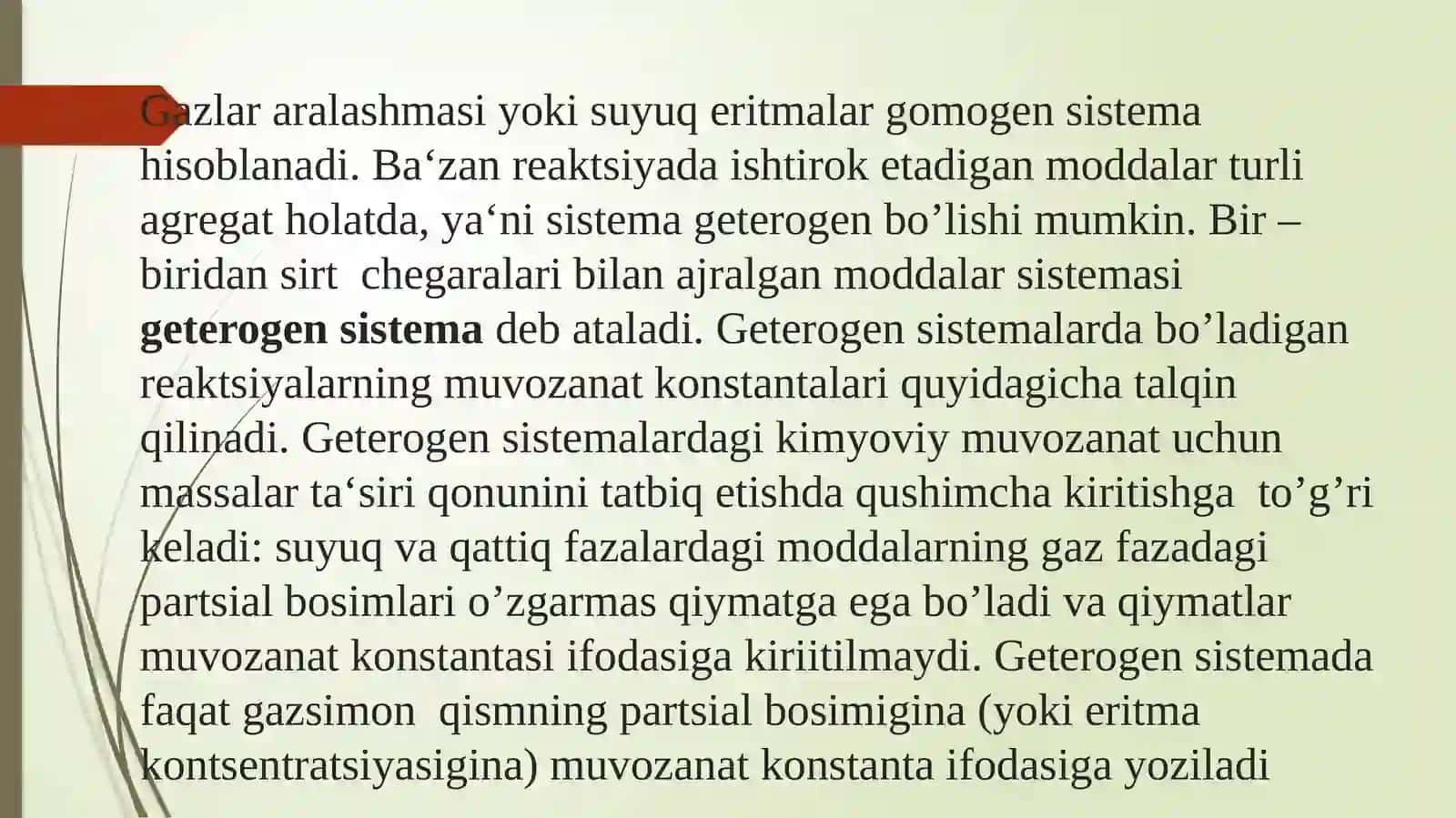 Geterogen sistemalarda bo’ladigan kimyoviy muvozanat 3
