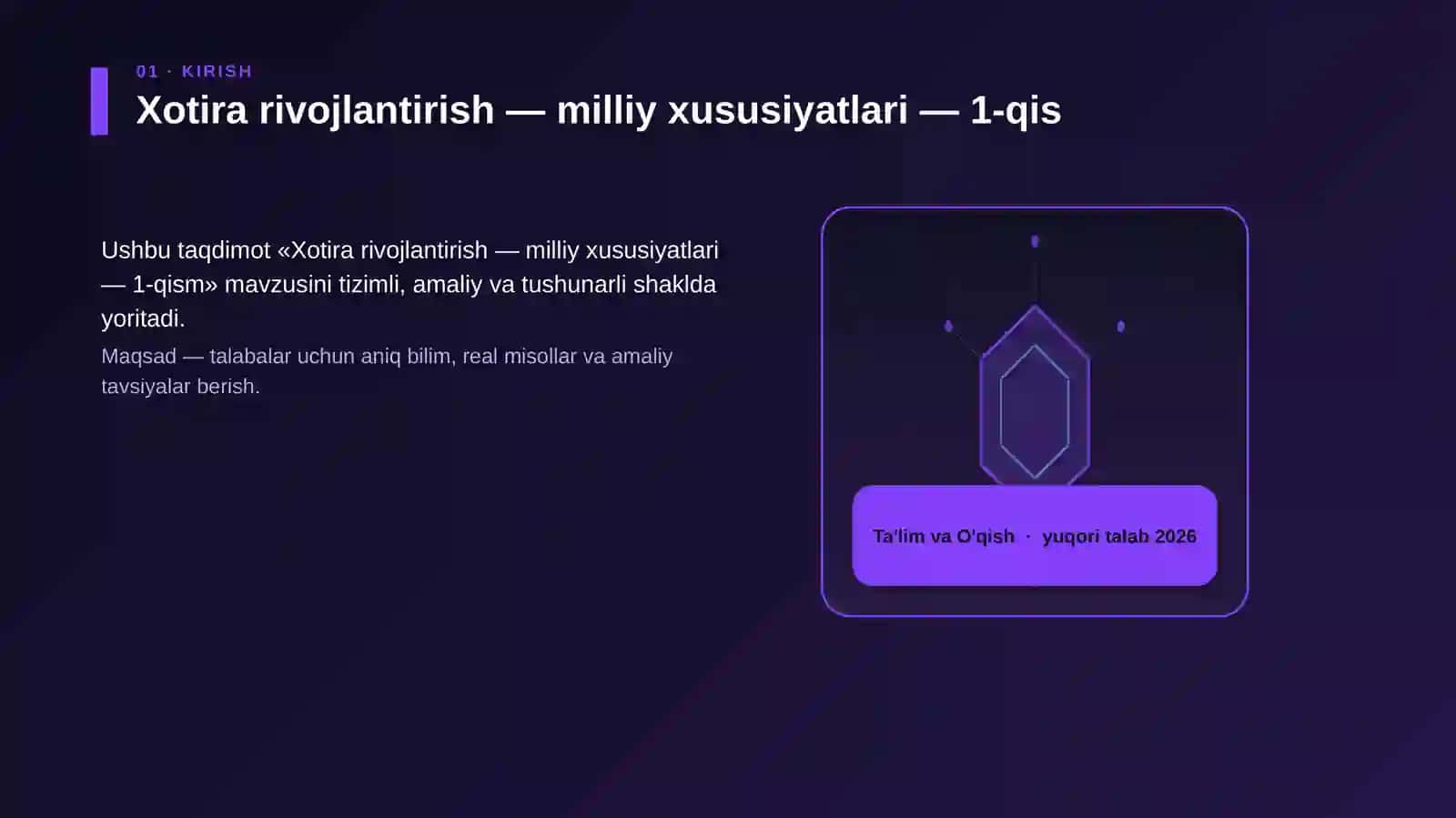Xotira rivojlantirish — milliy xususiyatlari — 1-qism 3