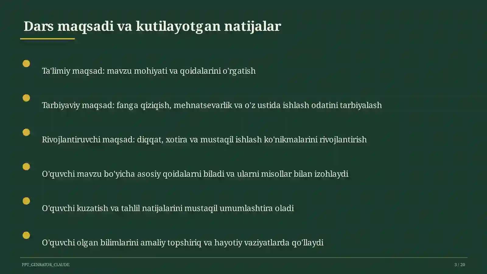 Sinf soati va tarbiyaviy tadbirlar (1–11) 3