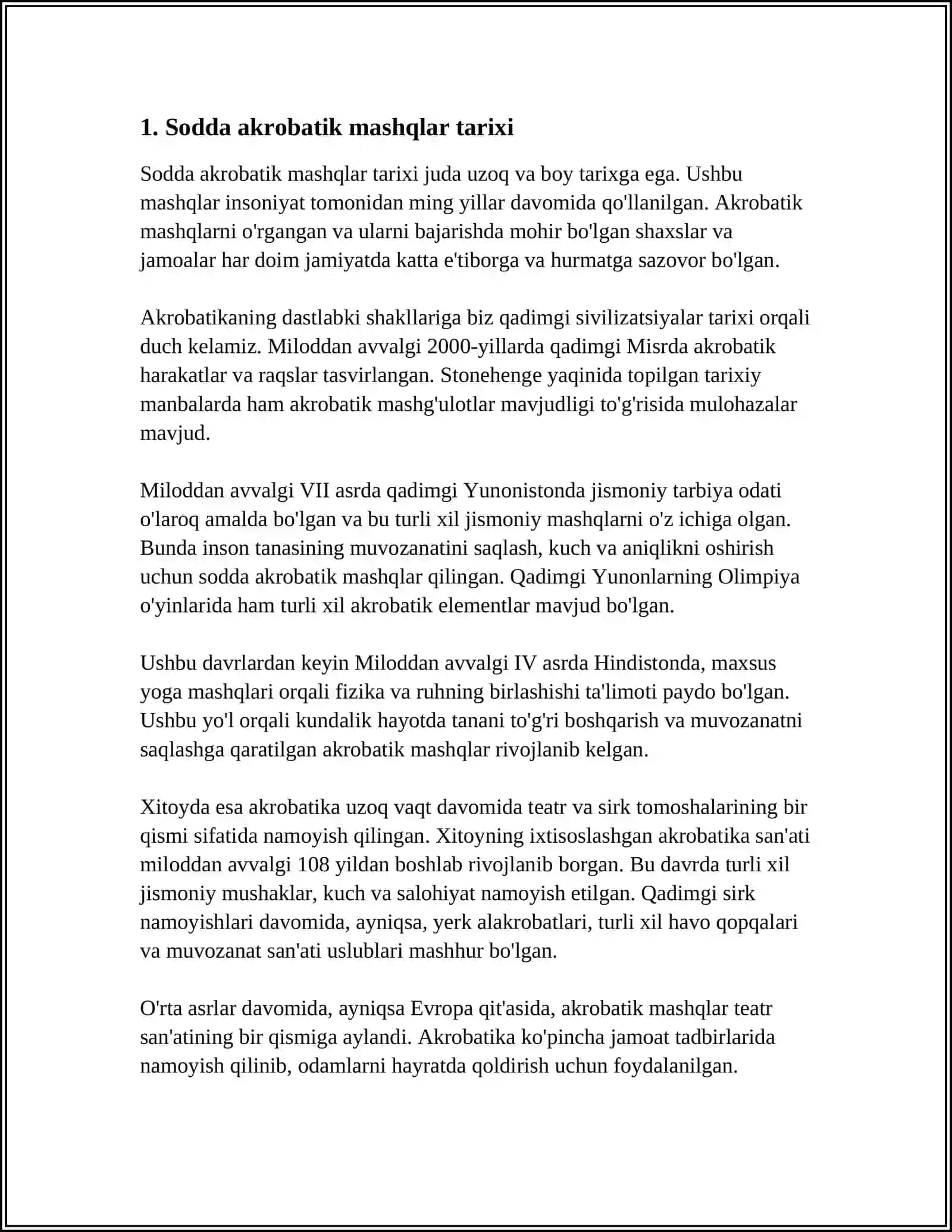 SODDA AKROBATIK MASHQLAR 3
