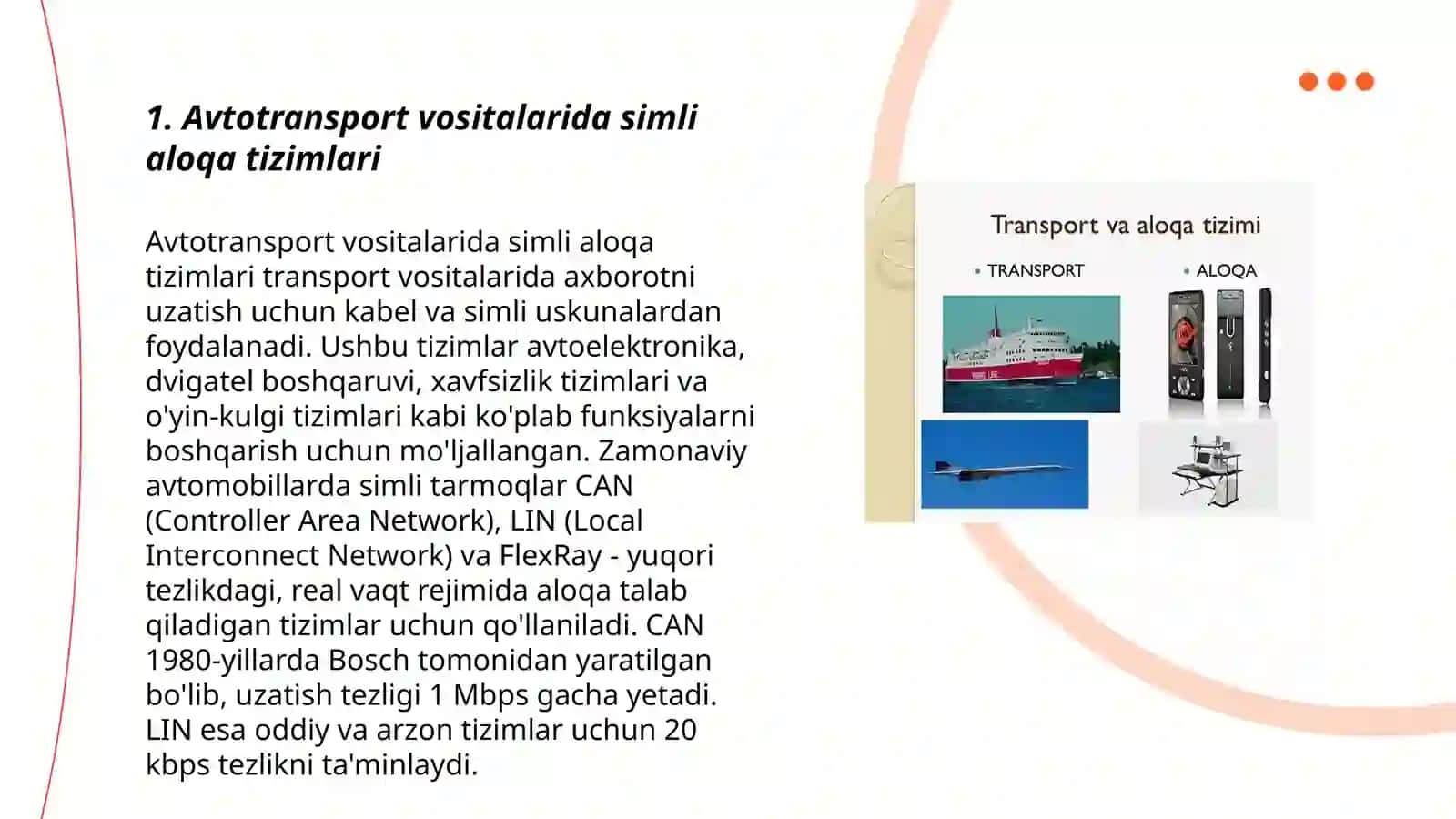 Avtotransport vositalarida simli aloqa tizimlari 3