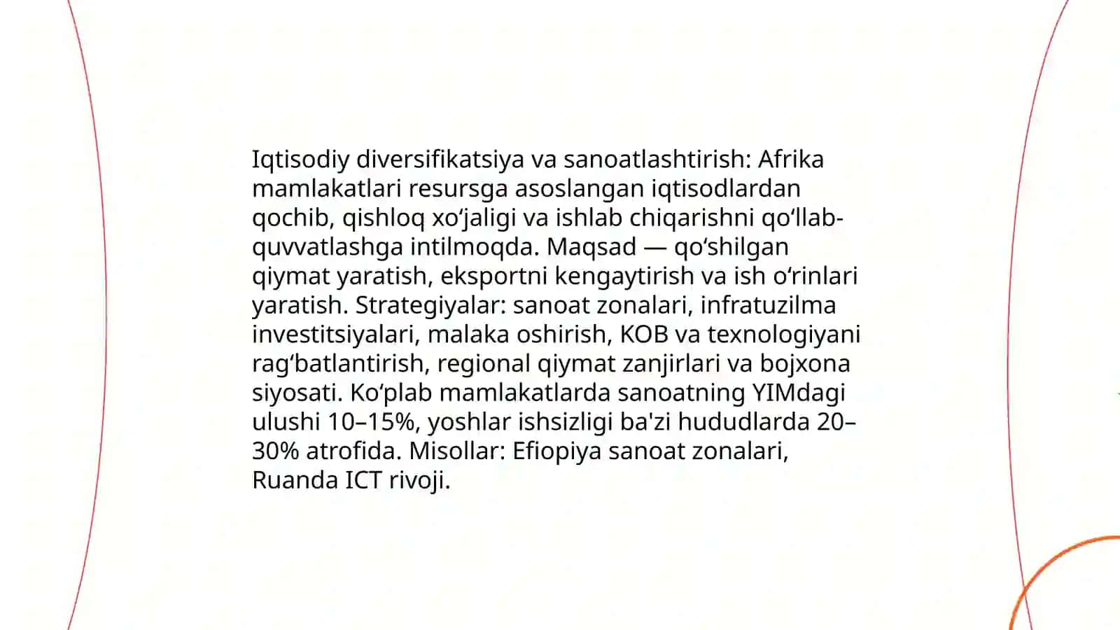 Afrika mamlakatlari rivojlanishining asosiy yoʻnalishlari 3