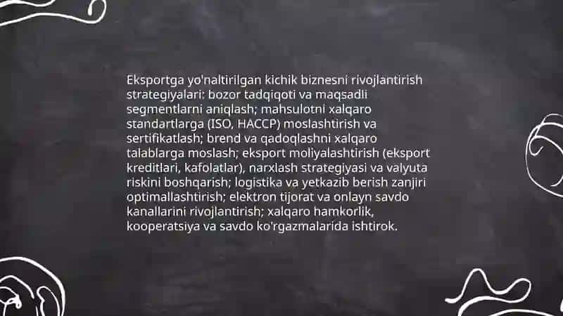 Eksportga yo'naltirilgan kichik biznesni rivojlantirish strategiyalari 3