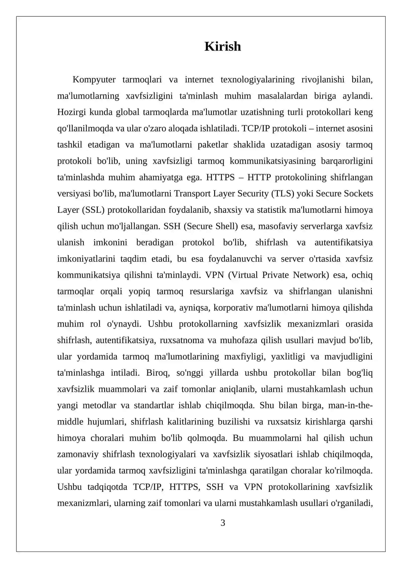 TCPIP, HTTPS, SSH, VPN PROTOKOLLARINING XAVFSIZLIGI 3