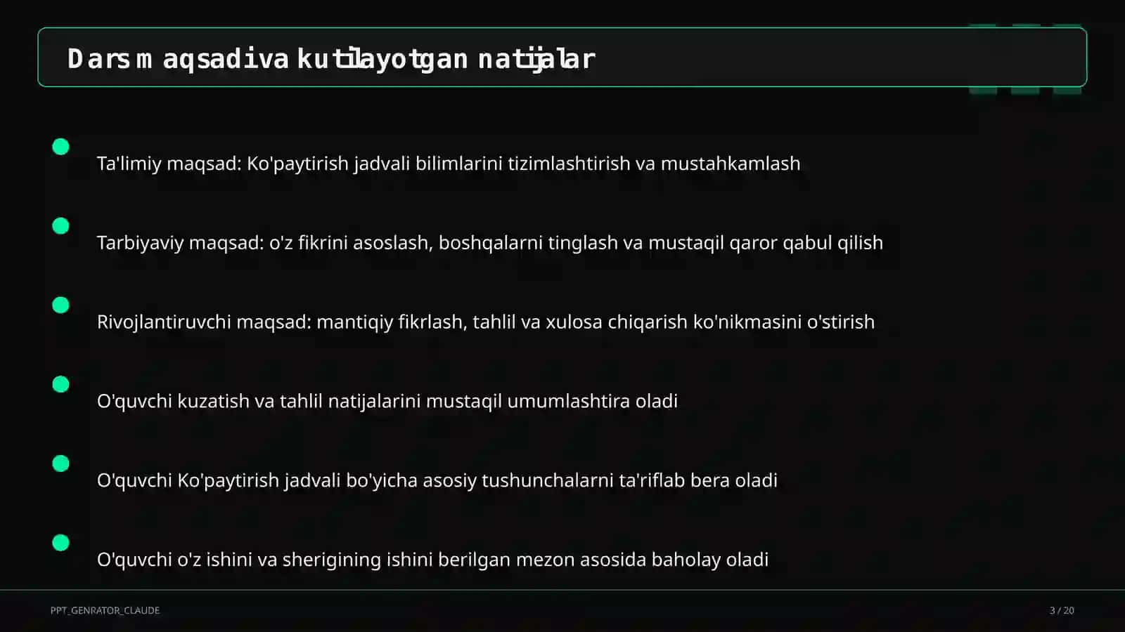 Ko'paytirish jadvali (2-sinf) 3