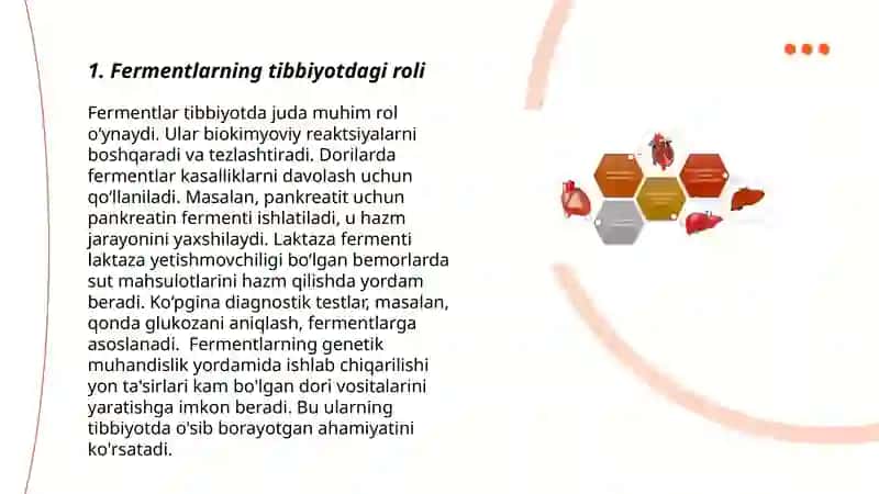Fermentlarning tibbiyotdagi ahamiyati 3