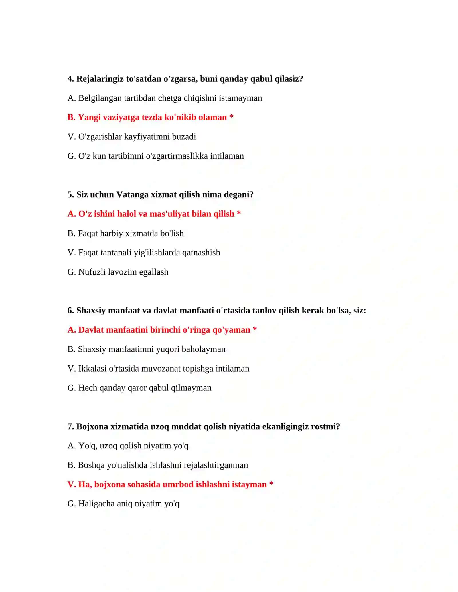 Bojxona akademiyasiga kirish uchun to‘liq testlar 3