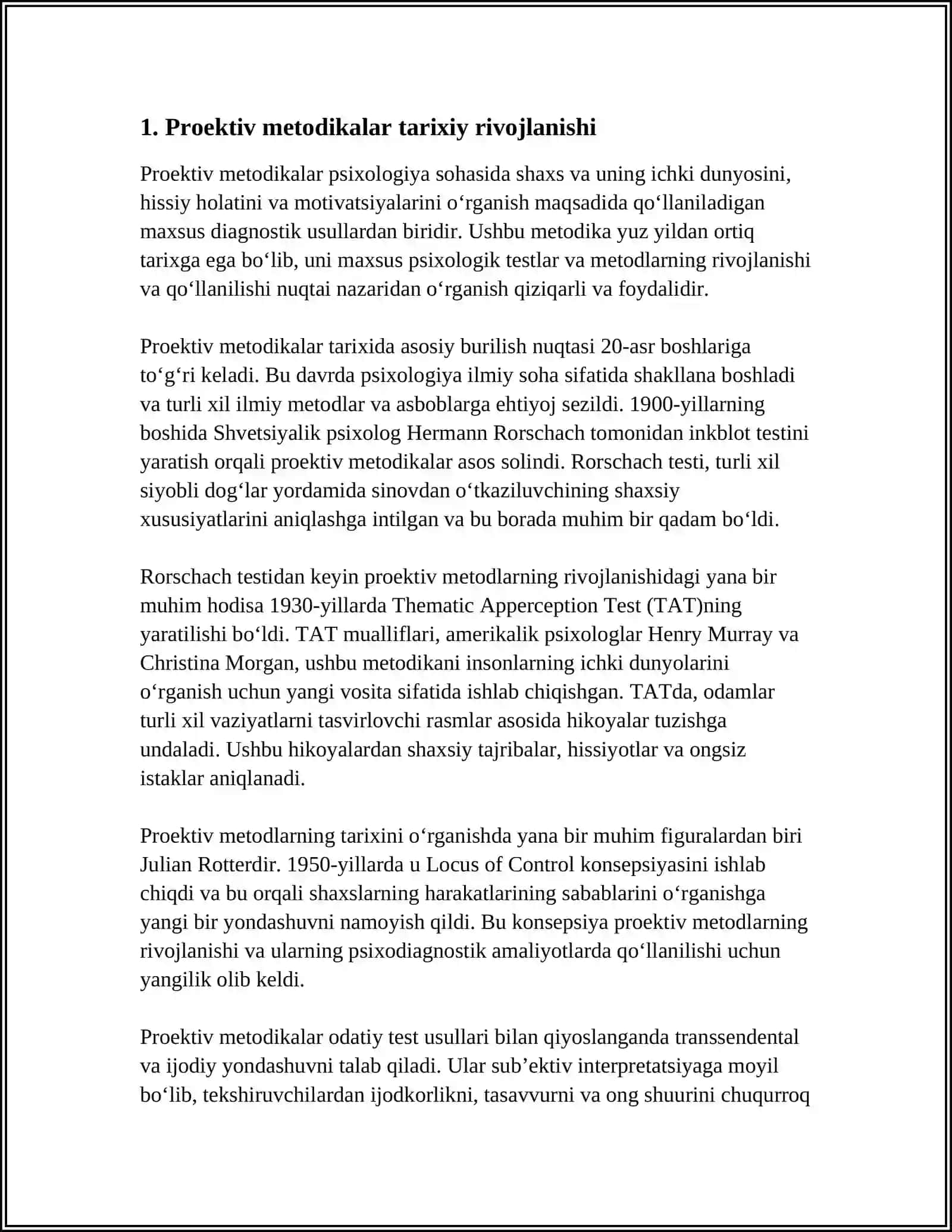 SHAXS PSIXODIAGNOSTIKASIDA PROEKTIV METODIKALARDAN FOYDALANISH 3